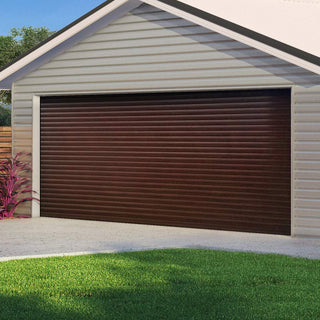 Image: Gliderol Electric Insulated Roller Garage Door from 3360 to 4290mm Wide - Laminated Mahogany