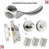 Malaga Mediterranean Bathroom Lever on Rose - Satin Nickel Handle Pack