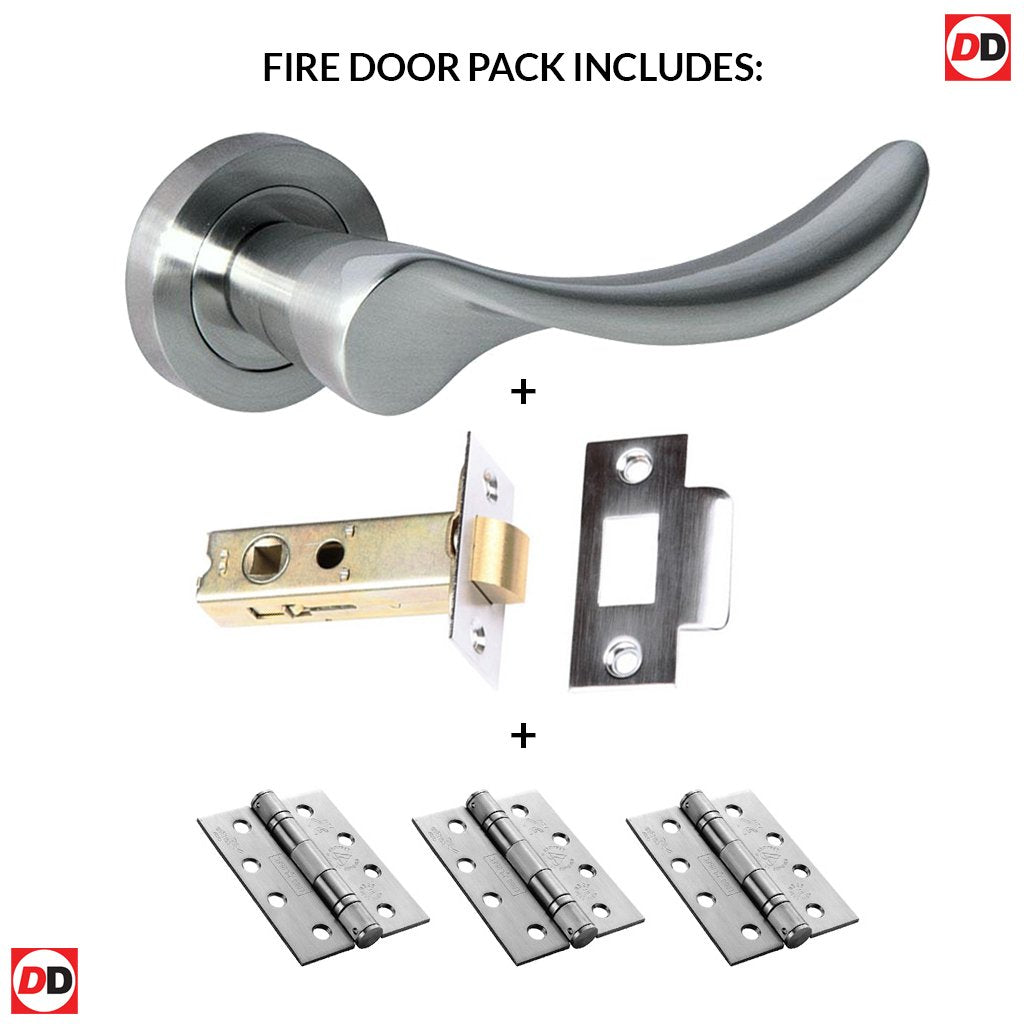 Malaga Mediterranean Fire Lever on Rose - Satin Nickel Handle Pack