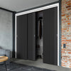 Minimalist Wardrobe Door & Frame Kit - Three Melbourne Ash Grey Door - Prefinished
