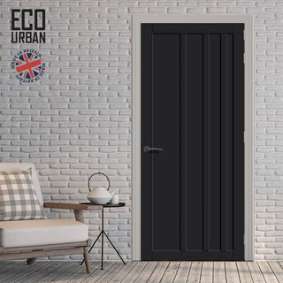 Image: Malmo 4 Panel Solid Wood Internal Door UK Made DD6401 - Eco-Urban® Shadow Black Premium Primed