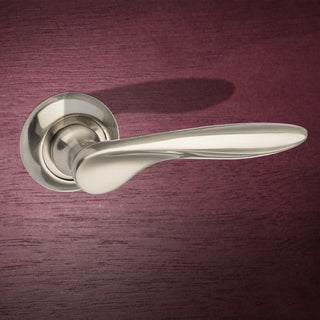 Image: Malta Mediterranean Lever on Round C Rose - Satin Nickel