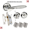 Malta Mediterranean Bathroom Lever on Round C Rose - Polished Chrome Handle Pack