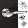 Malta Mediterranean Bathroom Lever on Round C Rose - Polished Chrome Handle Pack