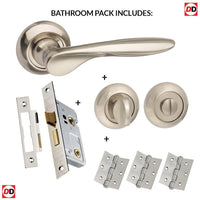 Malta Mediterranean Bathroom Lever on Round C Rose - Satin Nickel Handle Pack