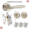 Malta Mediterranean Bathroom Lever on Round C Rose - Satin Nickel Handle Pack