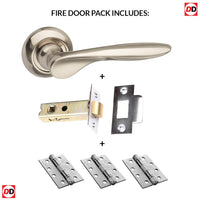 Malta Mediterranean Fire Lever on Round C Rose - Satin Nickel Handle Pack