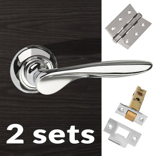 Image: Two Pack Malta Mediterranean Lever on Round C Rose - Polished Chrome Handle