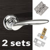 Two Pack Malta Mediterranean Lever on Round C Rose - Polished Chrome Handle