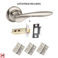 Malta Mediterranean Lever on Round C Rose - Satin Nickel Handle Pack