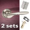 Two Pack Malta Mediterranean Lever on Round C Rose - Satin Nickel Handle