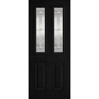 GRP Black & White Malton Composite Door - Leaded Double Glazing