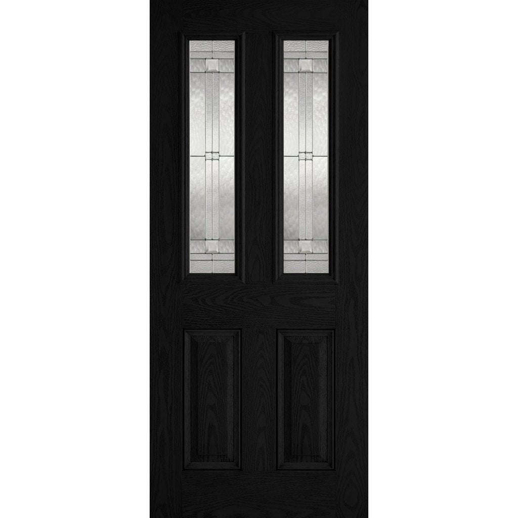 GRP Black & White Malton Leaded Double Glazed Composite Door - Leaded Single Sidelight