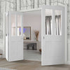 Three Folding Doors & Frame Kit - Malton Shaker 2+1 - Clear Glass - White Primed