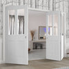 Three Folding Doors & Frame Kit - Malton Shaker 2+1 - Clear Glass - White Primed