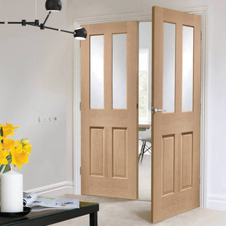 Image: Bespoke Malton Oak Glazed Door Pair - No Raised Mouldings - Prefinished