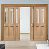Bespoke Thruslide Malton Oak Glazed - 4 Sliding Doors and Frame Kit - Prefinished