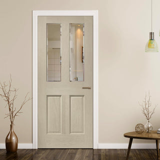 Image: Oak interior door with elegant bevelled glass