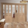 Three Sliding Doors and Frame Kit - Malton Oak Door - Bevelled Clear Glass - Prefinished