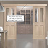 Double Sliding Door & Wall Track - Malton Oak Doors - Bevelled Clear Glass - Unfinished