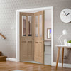 Two Folding Doors & Frame Kit - Malton Oak 2+0 - No Raised Mouldings - Bevelled Clear Glass - Prefinished