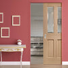 Bespoke Malton Oak Glazed Single Frameless Pocket Door - No Raised Mouldings