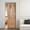 Malton Oak Single Evokit Pocket Door - No Raised Moulding - Bevelled Clear Glass - Prefinished