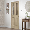Prefinished Malton Oak Fire Door - No Raised Mouldings - Clear Glass - Choose Your Colour