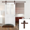 Single Sliding Door & Straight Antique Rust Track - Malton Shaker Door - Clear Glass - White Primed