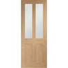 Sirius Tubular Stainless Steel Sliding Track & Malton Oak Double Door - Bevelled Clear Glass - Unfinished