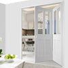 Two Folding Doors & Frame Kit - Malton Shaker 2+0 - Clear Glass - White Primed