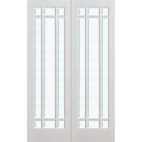 Manhattan Door Pair - Bevelled Clear Glass - White Primed