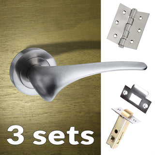 Image: Three Pack Marseille Mediterranean Lever On Rose - Satin Nickel Handle