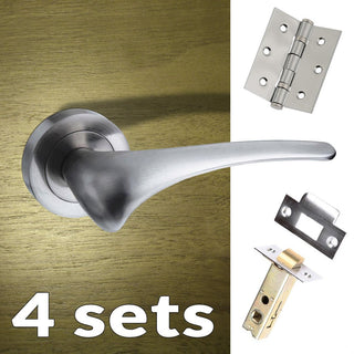 Image: Four Pack Marseille Mediterranean Lever On Rose - Satin Nickel Handle