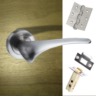 Image: Marseille Mediterranean Lever On Rose - Satin Nickel Handle Pack