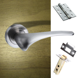 Image: Marseille Mediterranean Fire Lever On Rose - Satin Nickel Handle Pack