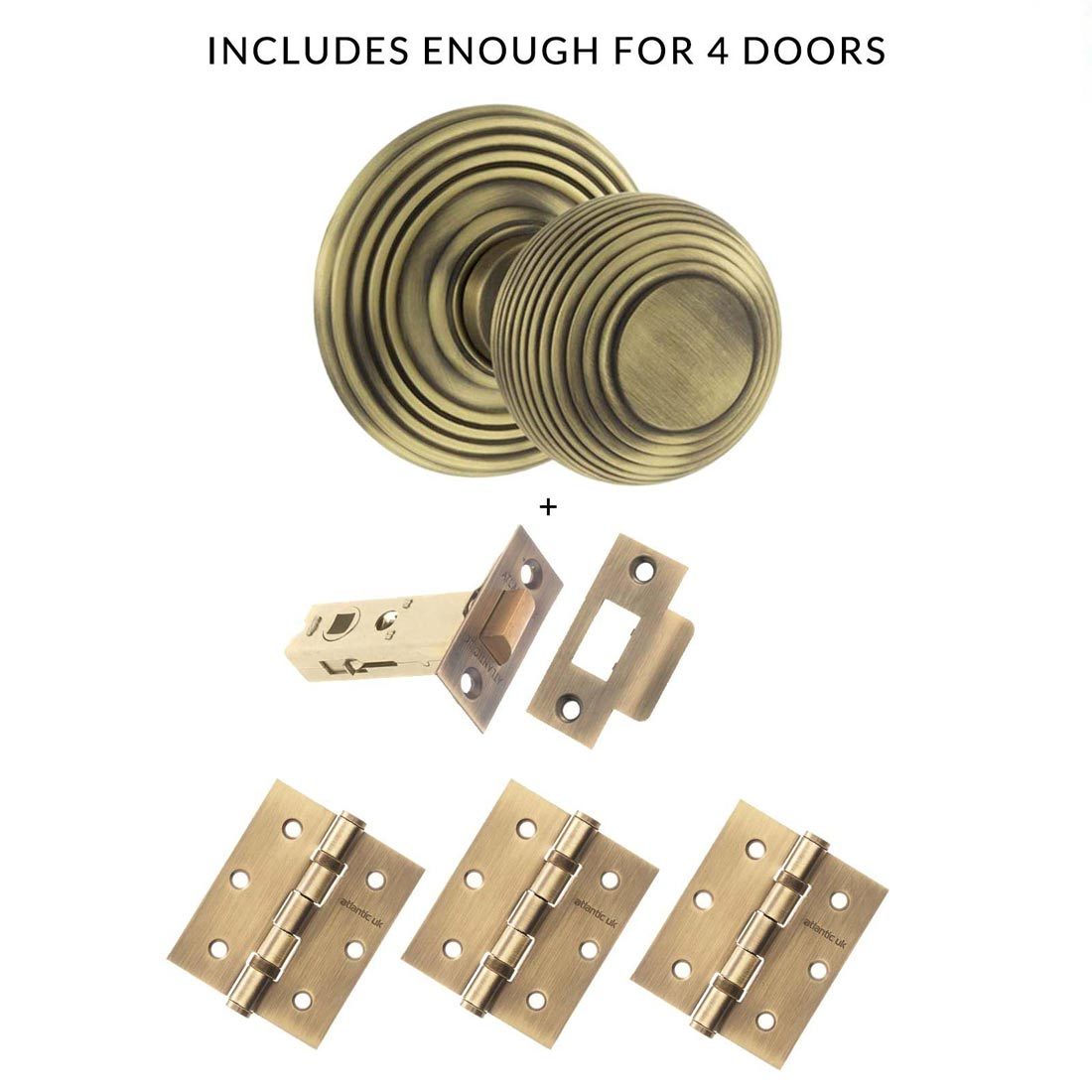Ripon Reeded Old English Mortice Knob - Matt Antique Brass Handle Pack