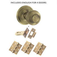 Ripon Reeded Old English Mortice Knob - Matt Antique Brass Handle Pack