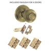 Four Pack Ripon Reeded Old English Mortice Knob - Matt Antique Brass