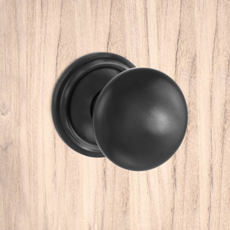 Harrogate Mushroom Old English Mortice Knob - Matt Black