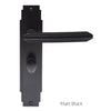 Art Deco ADR013 Bathroom Backplate Lever Lock Door Handles - Matt Black Finish