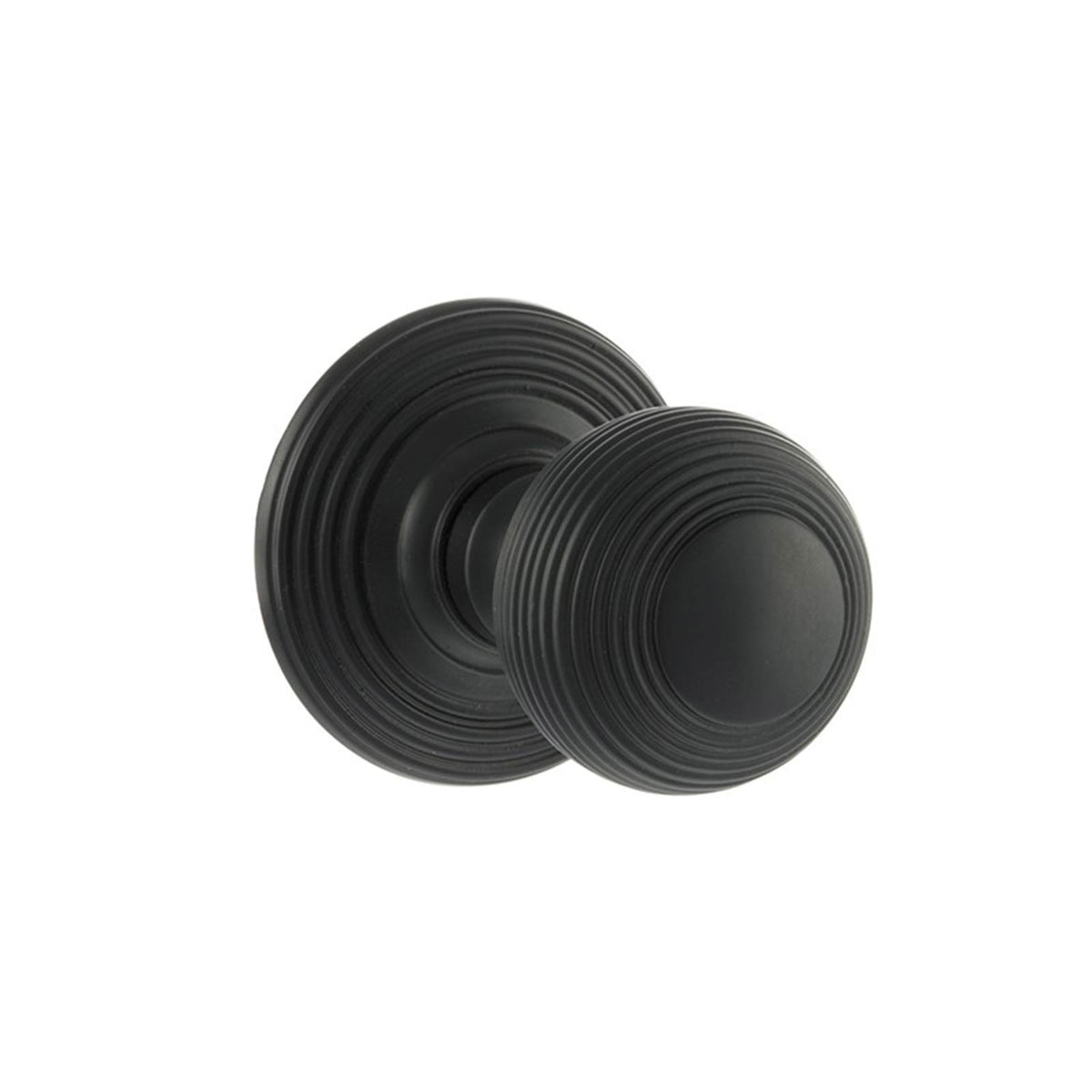 Ripon Reeded Old English Mortice Knob - Matt Black