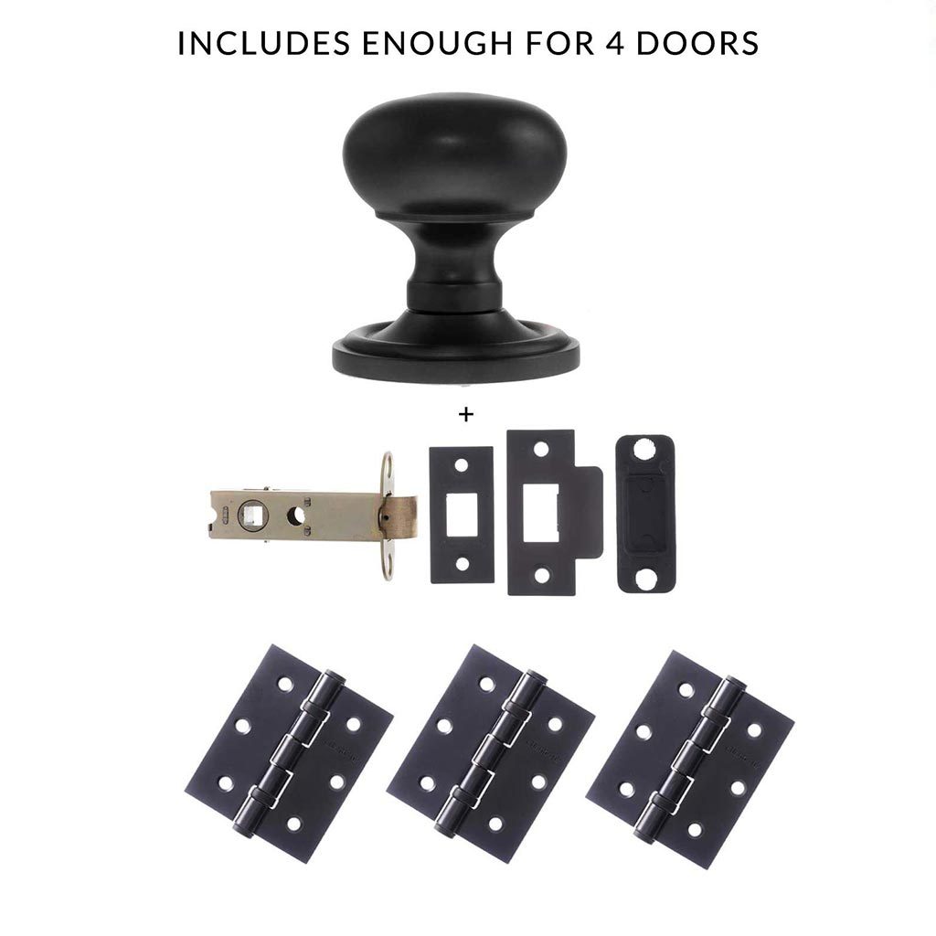 Harrogate Mushroom Old English Mortice Knob - Matt Black Handle Pack
