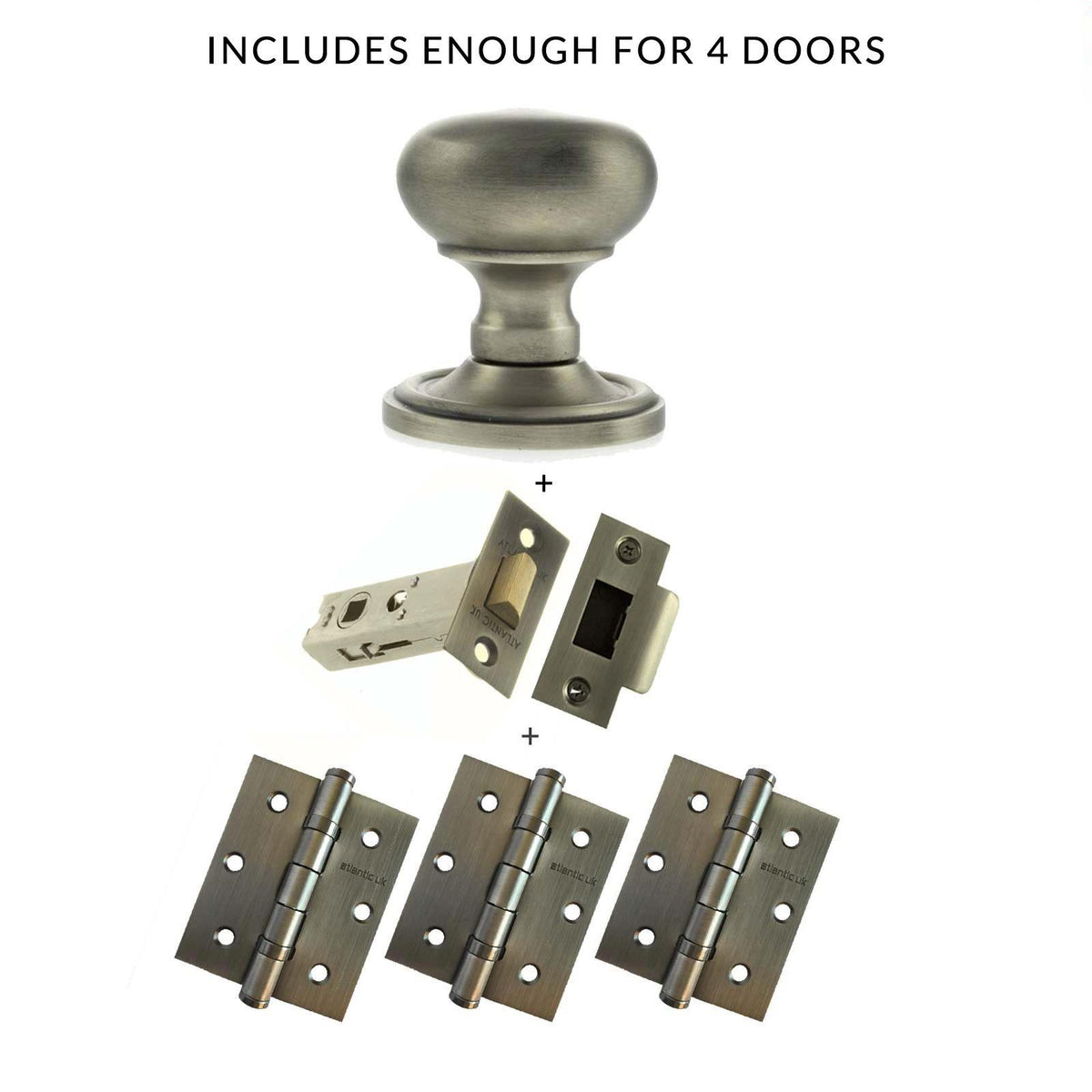 Harrogate Mushroom Old English Mortice Knob - Matt Gun Metal Handle Pack