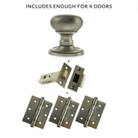 Harrogate Mushroom Old English Mortice Knob - Matt Gun Metal Handle Pack
