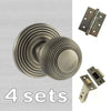 Four Pack Ripon Reeded Old English Mortice Knob - Matt Gun Metal