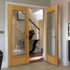 J B Kind Medina Oak Door Pair - Clear Lined Glass - Prefinished