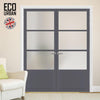 Eco-Urban Staten 3 Pane 1 Panel Solid Wood Internal Door Pair UK Made DD6310SG - Frosted Glass - Eco-Urban® Stormy Grey Premium Primed