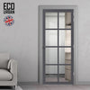 Perth 8 Pane Solid Wood Internal Door UK Made DD6318G - Clear Glass - Eco-Urban® Stormy Grey Premium Primed