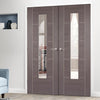 Laminate Vancouver Medium Grey Door Pair - Clear Glass - Prefinished
